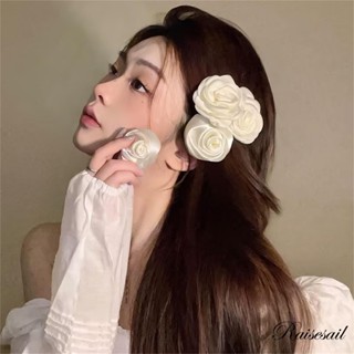 Rsa-white Flower 髮夾優雅山茶花髮夾女式法式髮飾