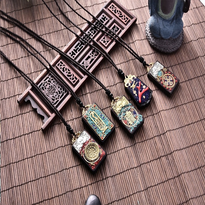 尼泊爾手工黑檀木毛衣鏈 男女旅遊紀念品 復古服裝搭配黑檀木項鍊
