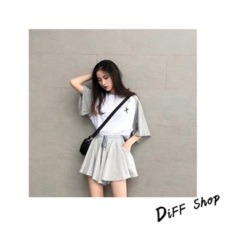 【現貨速發】 【DIFF】韓版氣質學生風運動套裝 短裙 短褲 女裝 上衣 短袖 T恤 衣服 兩件式套裝【S52】