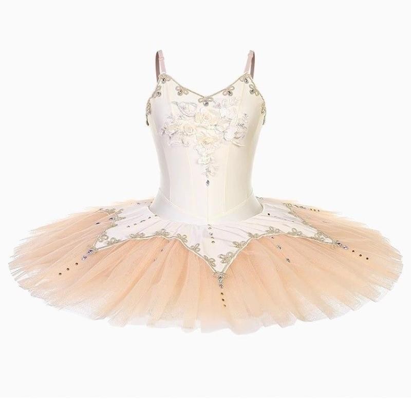 兒童睡美人tutu裙芭蕾比賽舞蹈裙香檳色專業蓬蓬裙成人芭蕾表演服20240321