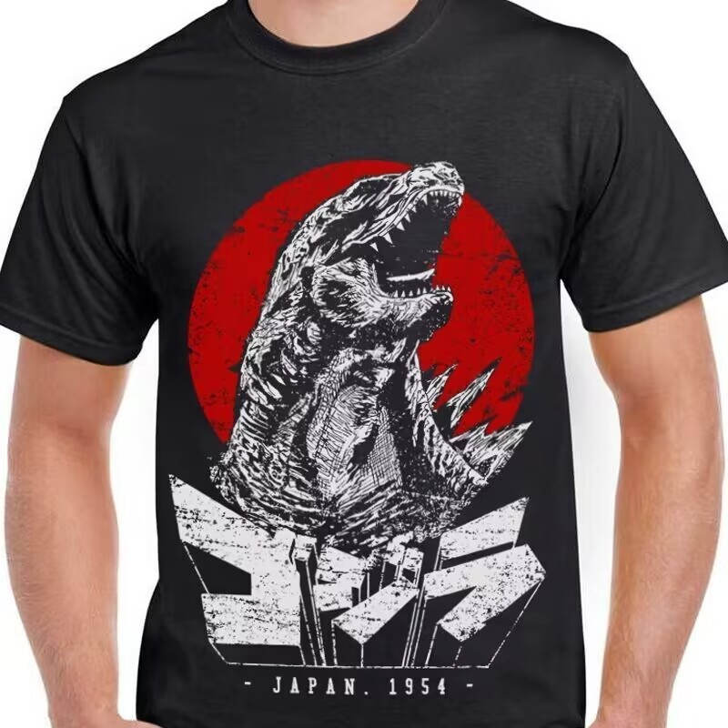 動漫哥吉拉與金剛新帝國Godzilla vs Kong圖案男士百分百純棉圓領短袖上衣/男童女童尺寸110-150短袖T恤