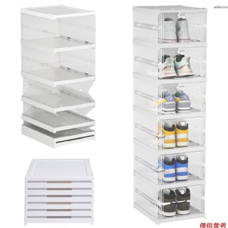 塑料儲物箱鞋櫃收納架獨立式 6 層鞋盒耐用穩定的鞋櫃,適用於家庭組織可折疊儲物箱