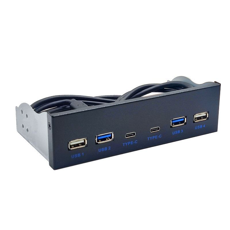 USB3.2 TYPE-C光驅位面板5.25寸HUB 19PIN轉C口正反插5Gbps集線器