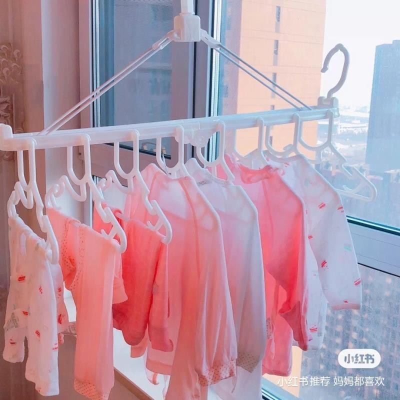晾衣神器選 日本兒童小孩10連衣架塑膠嬰兒寶寶收納折迭晾晒多功能十個晾衣掛
