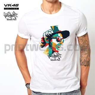 范倫鐵諾 Motogp Valentino Rossi 面部插圖帶簽名 Pw 004Vr 短袖加大碼上衣 T 恤男士 T