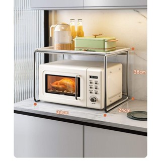 熱銷❀- 不銹鋼微波爐架置物架廚房家用桌上型檯面雙層烤箱支架電鍋收納架