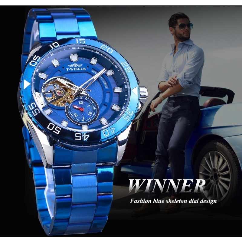 winner 歐美風範男士手錶 時尚 休閒 鏤空機械機芯 自動機械手錶 機械手錶 手錶 腕錶 禮物