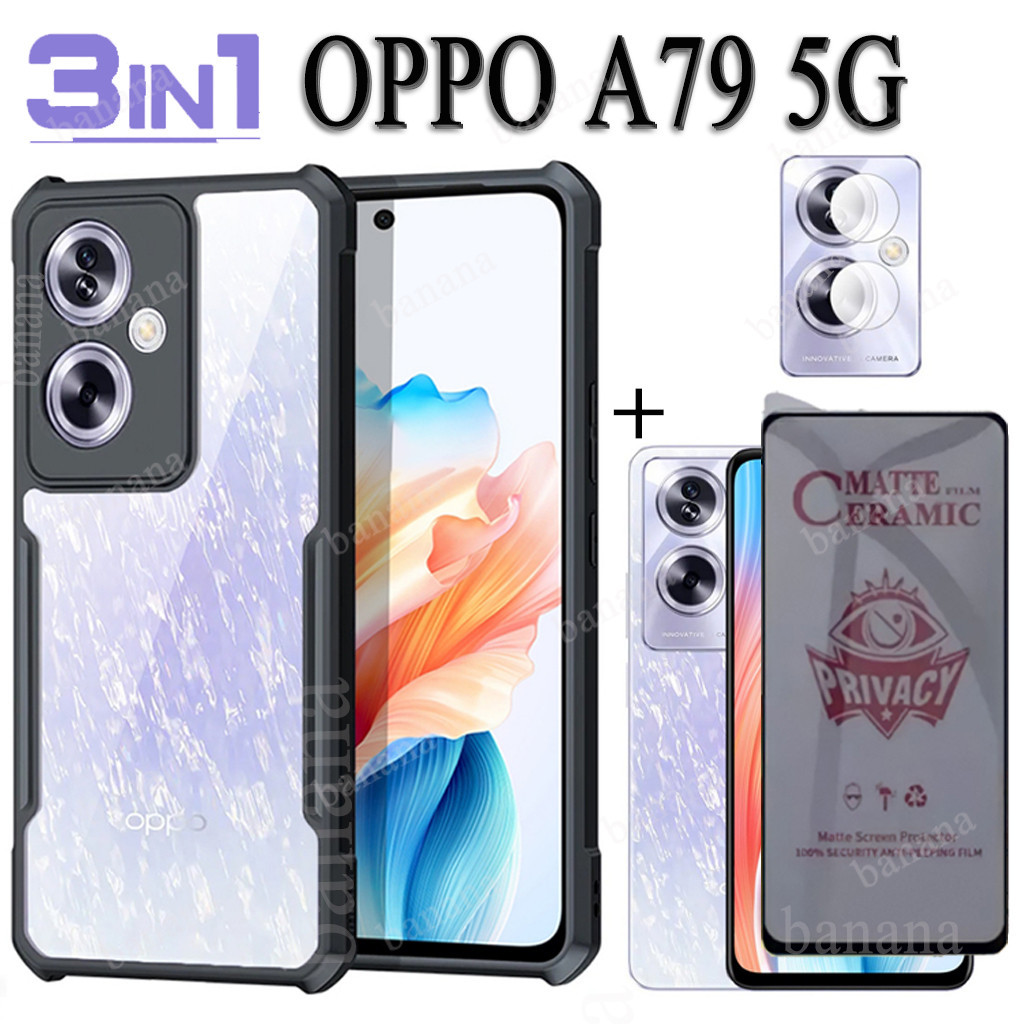 Oppo A79 5G手機殼適用於OPPO A98 5G A78 A58防震手機殼A38 A18防窺隱私鋼化玻璃軟膜