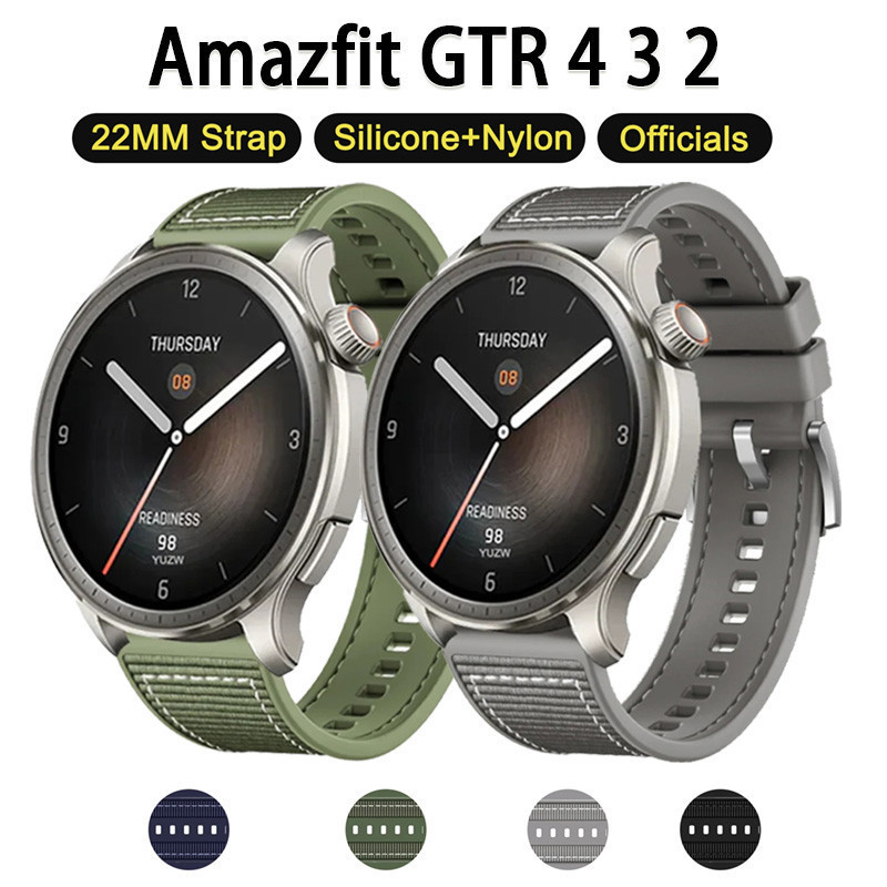 22mm 適用於華米AMAZFIT BALANCE/CHEETAH錶帶尼龍+矽膠錶帶適用於華米AMAZFIT BIP 5