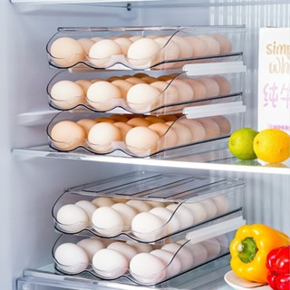 【A-Jia好物】廚房放雞蛋盒子裝雞蛋架託 塑膠滾蛋式冰箱收納盒 多層雞蛋收納盒