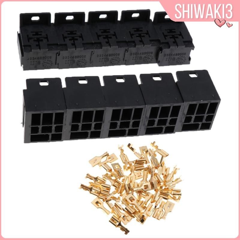 [Shiwaki3] 汽車 12V/24V 30A-80A 5P 繼電器插座支架,6.3mm 連接器端子 10 套