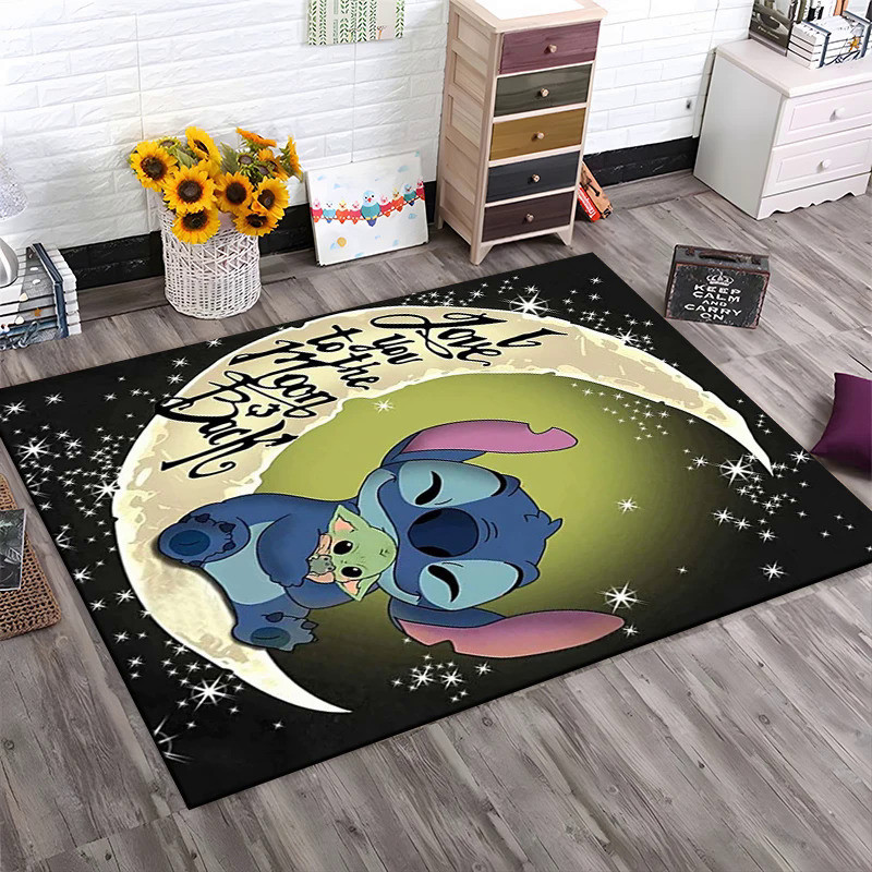 迪士尼Stitch 3D動漫大面積地毯地毯家用客廳兒童兒童臥室沙發門墊地板防滑墊MINISO