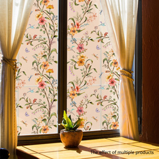 簡約復古花藤遮陽窗玻璃靜電貼家居裝飾貼批發自粘牆貼批發pvc