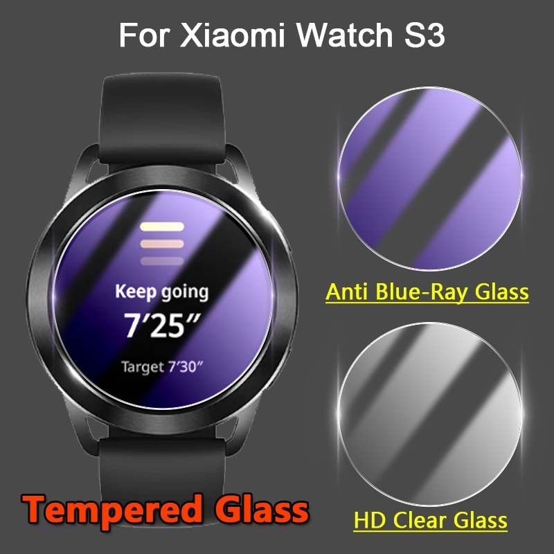 【1-5片裝】9H鑽石鋼化玻璃適用於Xiaomi Watch S3 智慧手錶 2.5D高清防刮 防紫光護眼防爆保護貼膜