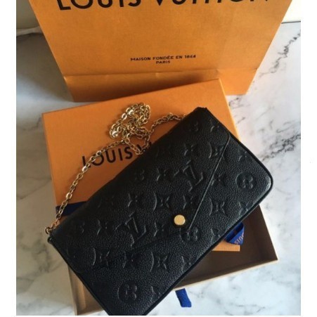 Lv_ Pochette Félicie M64064 黑色壓紋 3 合 1 翻蓋晚裝包單肩包 WOC FPOT