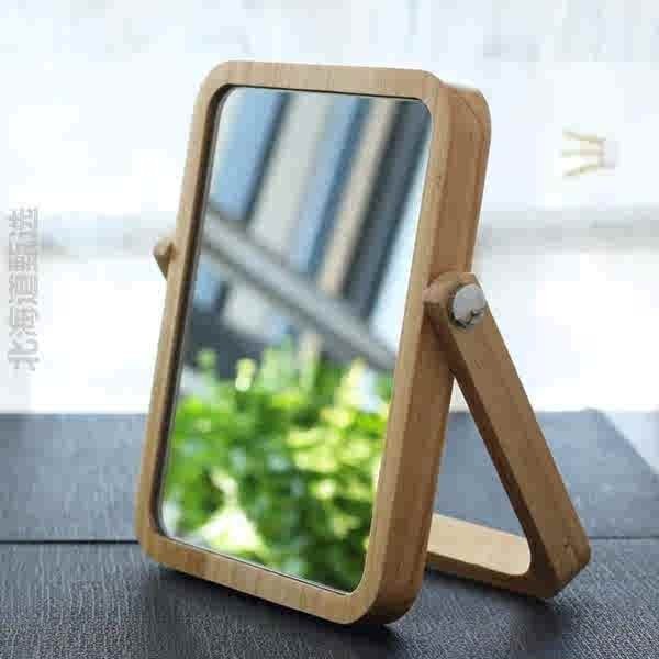 鏡子高清桌面精緻便攜實木創意簡約鏡木質臺式梳妝鏡可摺疊化妝鏡