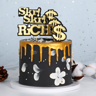 烘焙裝飾 雙層rich skr！生日蛋糕插牌裝飾 蛋糕插件