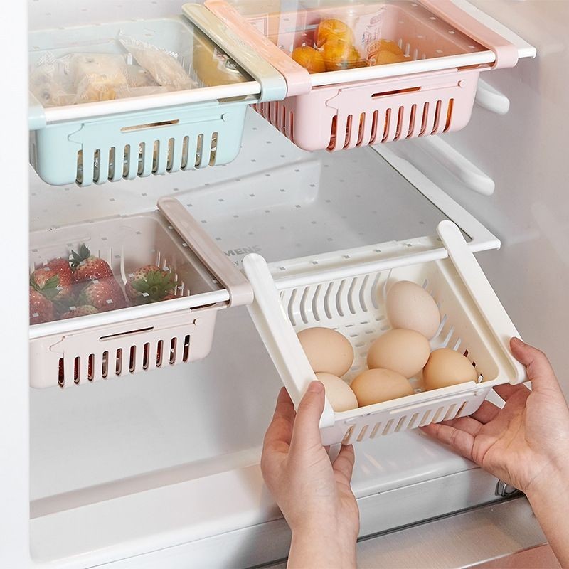 精品 冰箱整理收納盒抽屜式儲物置物架可伸縮隔板食物冷凍分類保鮮盒子