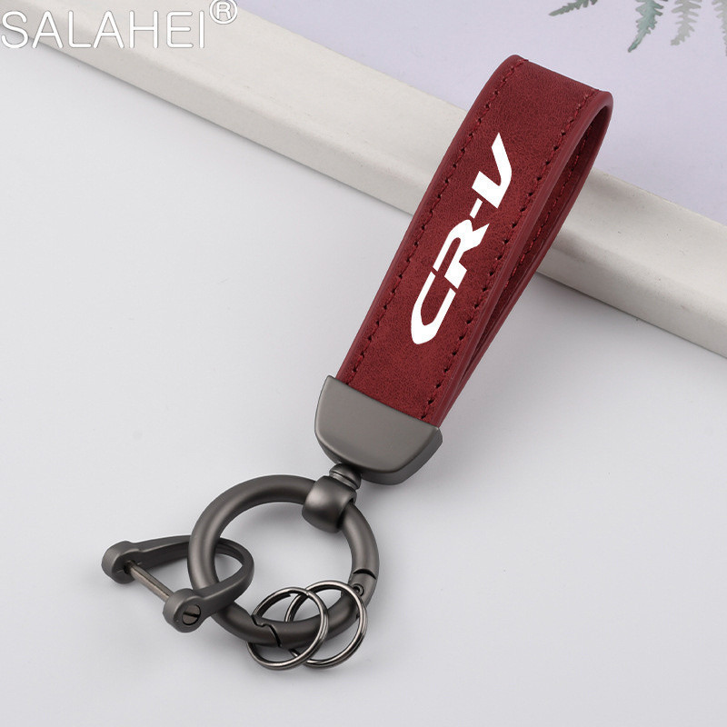 HONDA 高檔皮革汽車鑰匙扣扣 360 旋轉馬蹄形鑰匙圈適用於本田 CRV CR-V 2014 2017 2019 汽
