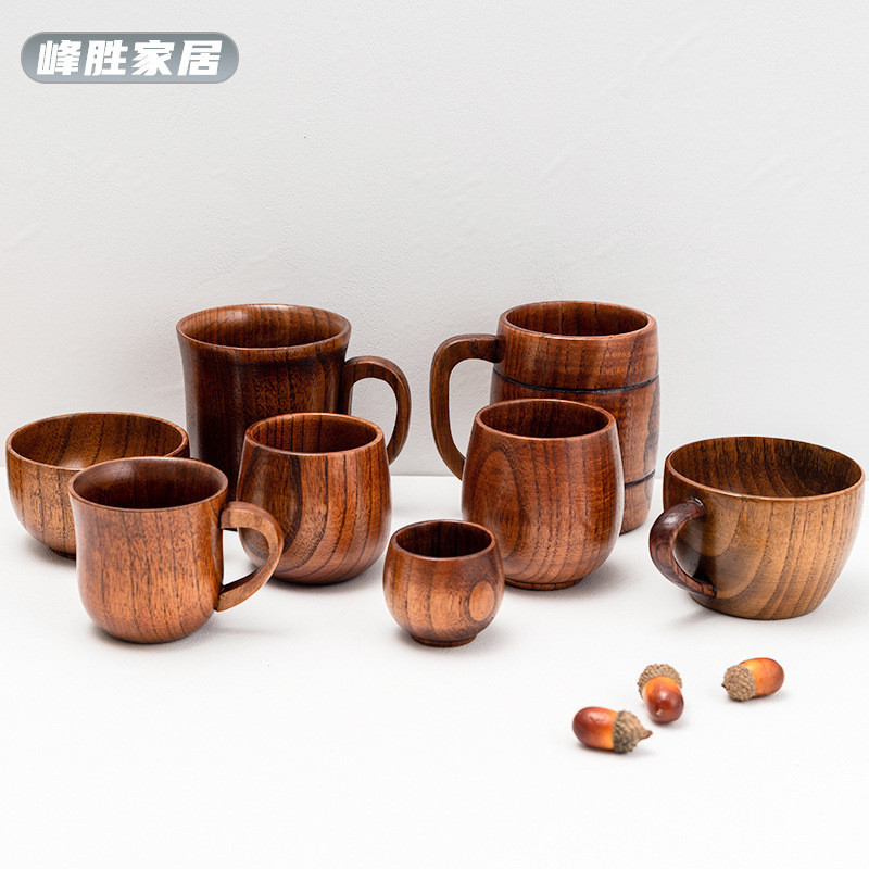日式風格木杯  酸棗木  大肚杯  木杯子  家用馬克杯  木質水杯  啤酒杯  咖啡杯 木製餐具   木杯