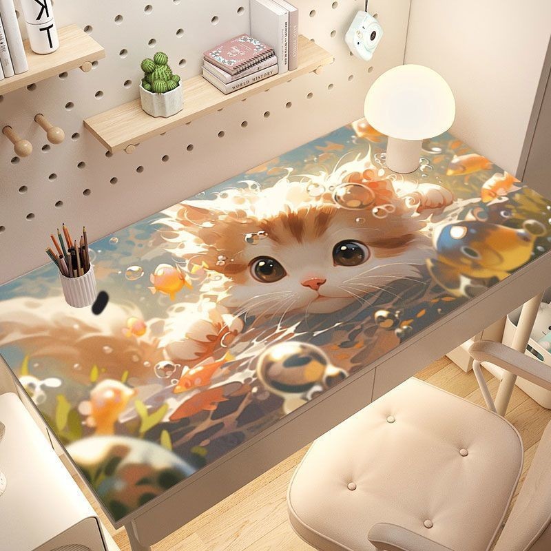 【動漫卡通桌墊】Ai小貓咪可愛二次元超大桌墊電競鍵盤鼠標墊加厚定制游戲動漫男女