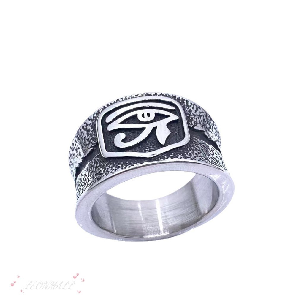 HIPHOP~個性復古鈦鋼荷魯斯全視之眼男士戒指時尚嘻哈指環飾品