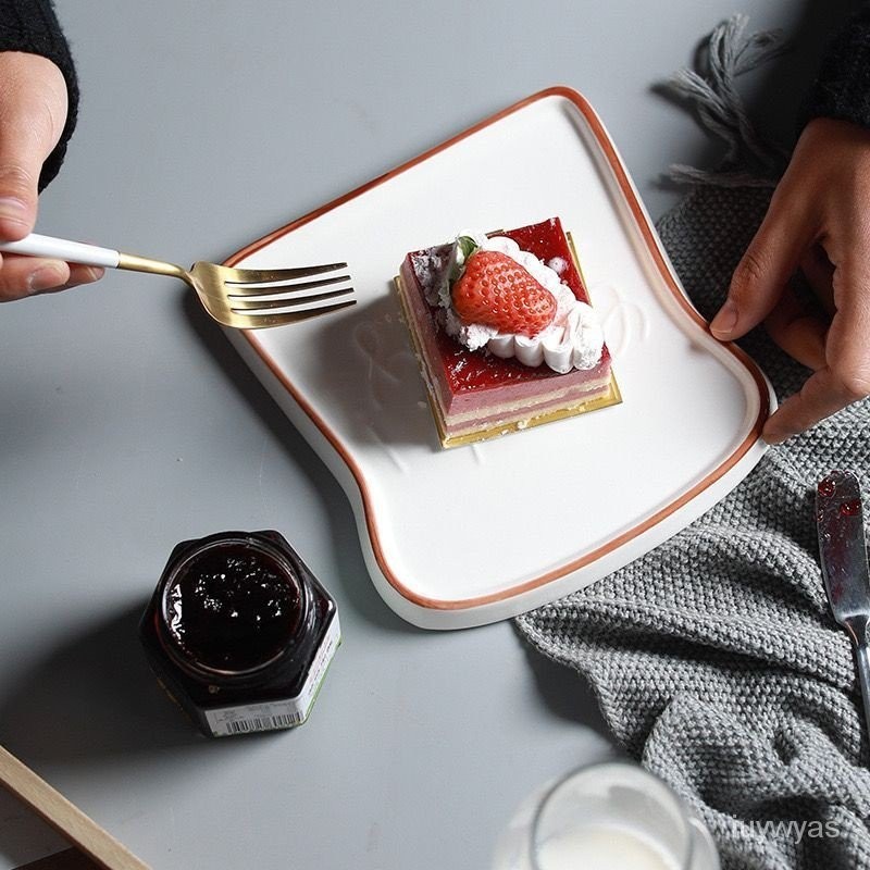 【熱銷】北歐陶瓷創意西餐盤牛排盤子蛋糕盤甜品盤家用吐司麵包盤早餐餐具