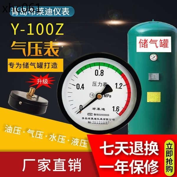 青島布萊迪儀表Y-100Z軸向壓力錶儲氣罐用氣壓表M20/M14工廠直銷