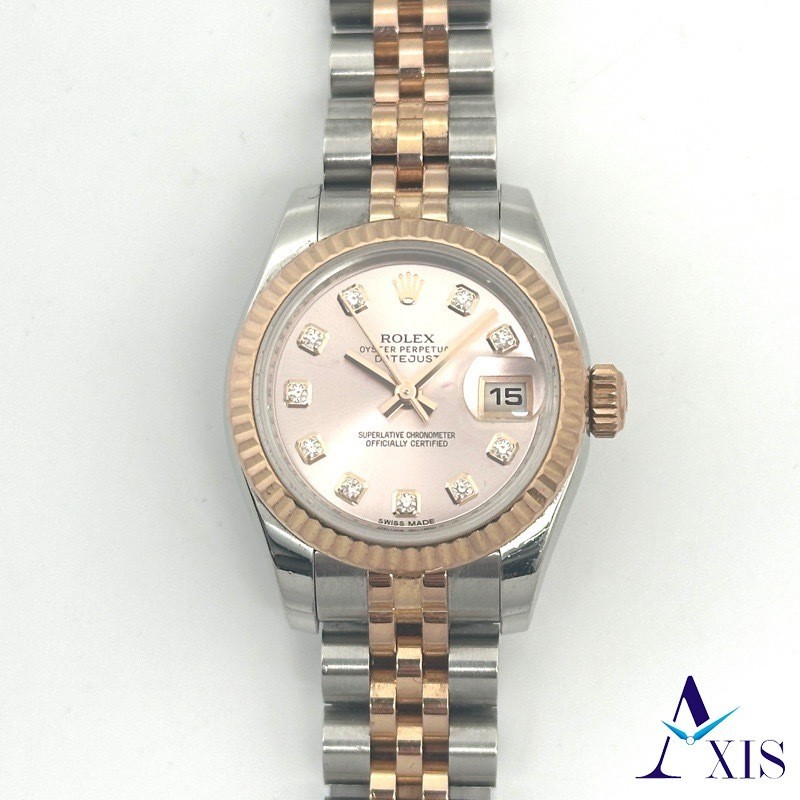 勞力士 日誌型 179171G 腕錶
 自動上鍊 粉色的 dial【中古】
 女性