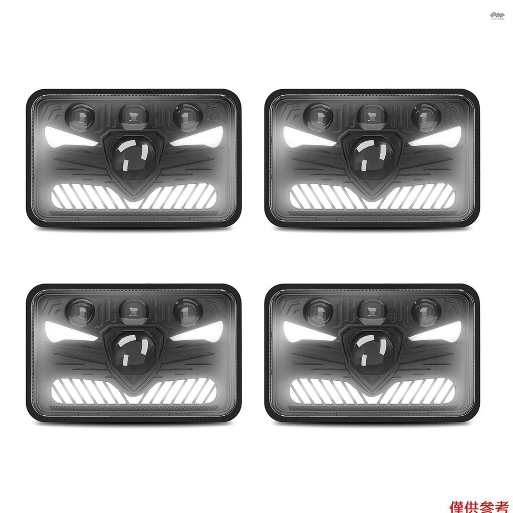 4x6 LED 頭燈 5 英寸方形 LED 頭燈 1 對帶日間行車燈轉向信號燈遠光燈/近光燈 4 種發光模式 H4 插頭