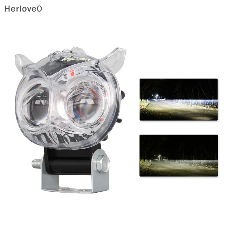 Herlove LED 透鏡聚光燈雙色白黃光貓頭鷹輔助霧燈雙透鏡聚光燈適用於摩托車 ATV 越野車 TW