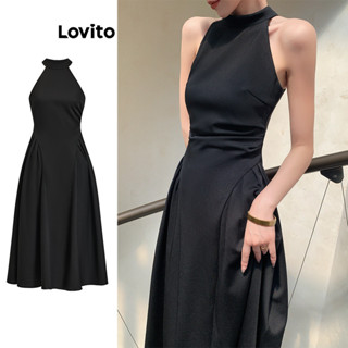 Lovito 女用優雅素色褶襉舞會禮服洋裝 L77ED272
