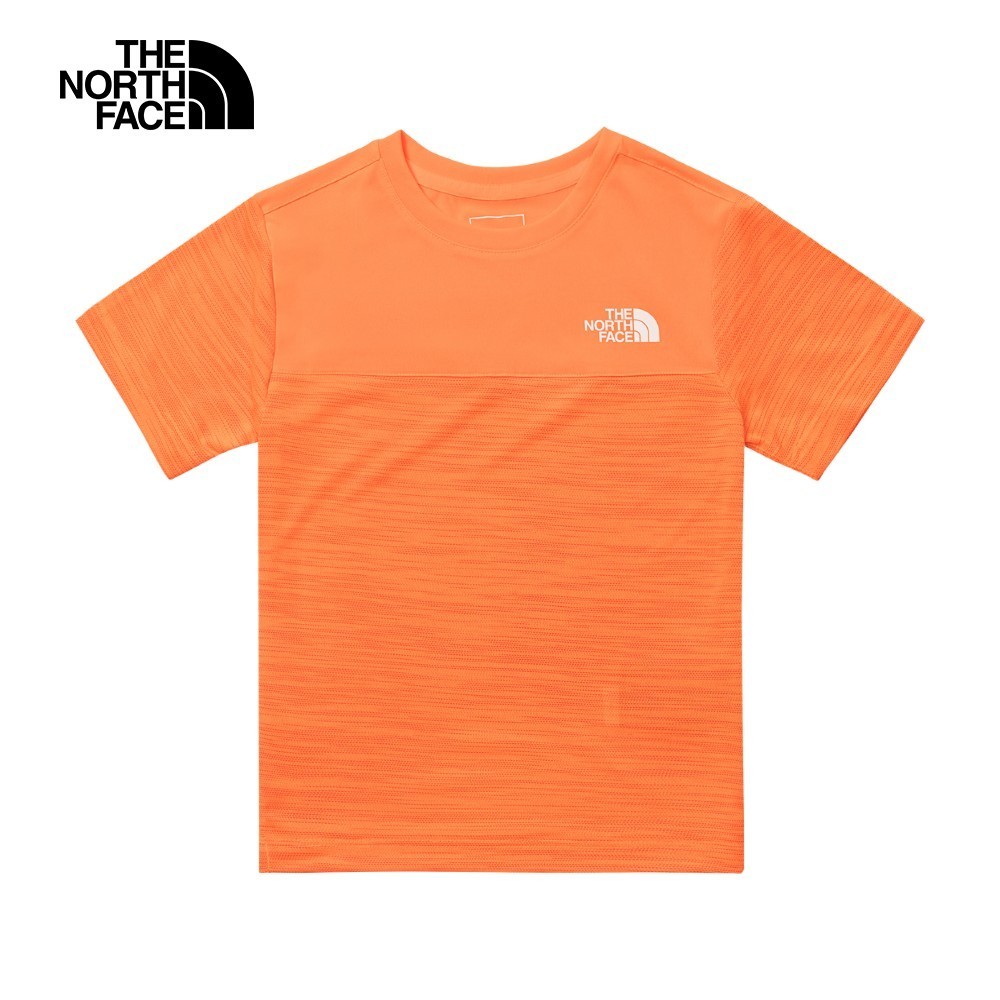 The North Face北面兒童橘色吸濕排汗防曬舒適短袖T恤｜86TXQI4
