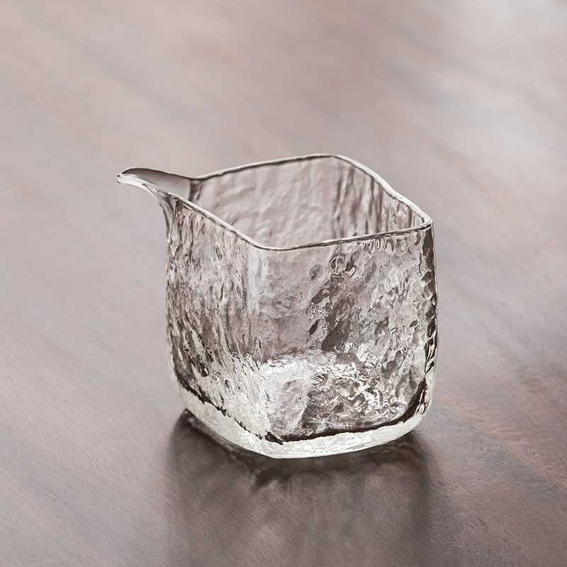 日式高檔錘紋耐熱玻璃公道手工四方公杯茶器加厚單個茶海功夫茶具