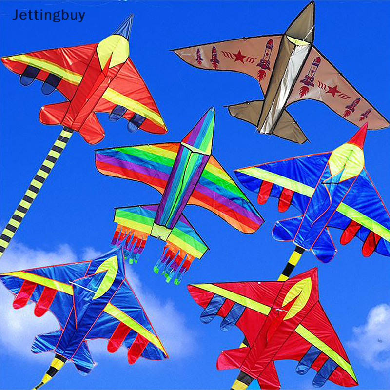 [Jettingbuy] 卡通兒童風箏藍色紅色戰鬥機雨飛機風箏兒童成人大號三角風箏戶外玩俱全新