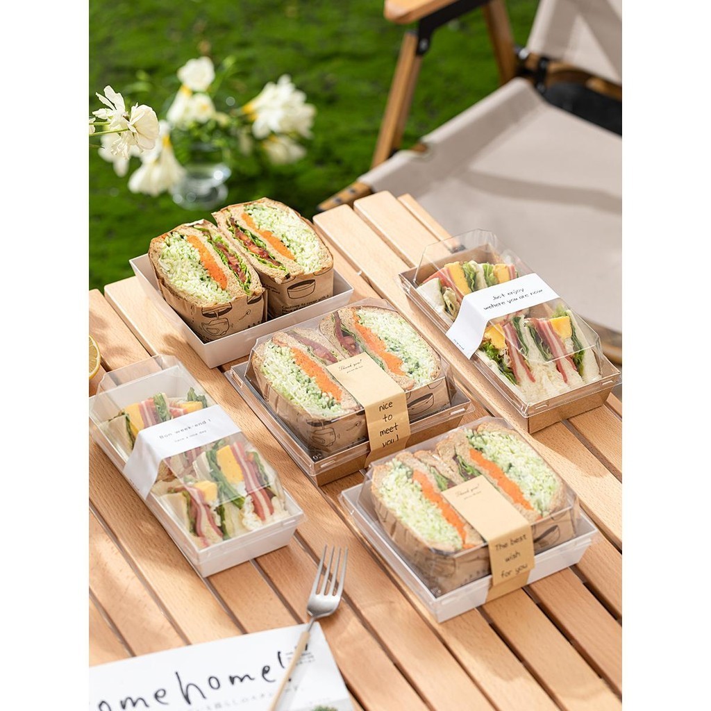 烘焙包裝 餅乾袋 餅乾盒 網紅三明治包裝盒 肉鬆小貝三文治外帶盒 野餐盒子 蘸醬麻薯壽司蛋糕
