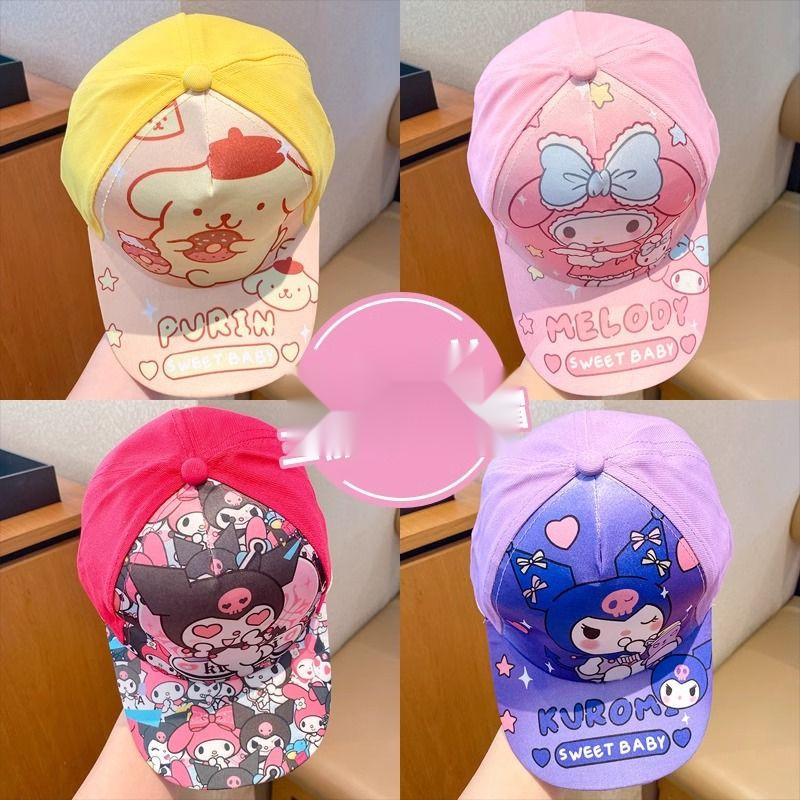 三麗鷗 Sanrio Melody Cinnamonroll Kuromi 卡通棒球帽帽子兒童男孩女孩可調節太陽運動帽