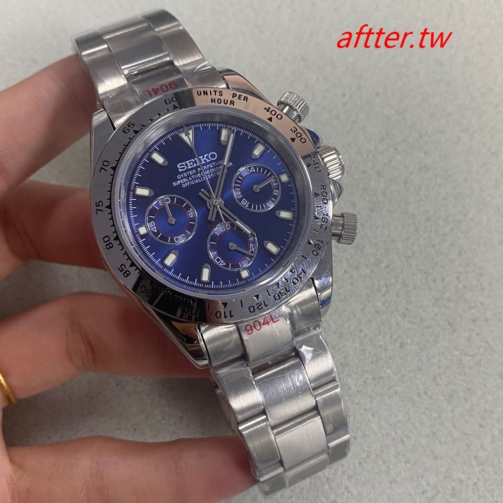 【手錶配件】男士石英計時手錶 40mm不鏽鋼手錶 藍寶石玻璃搭配日本VK63機芯