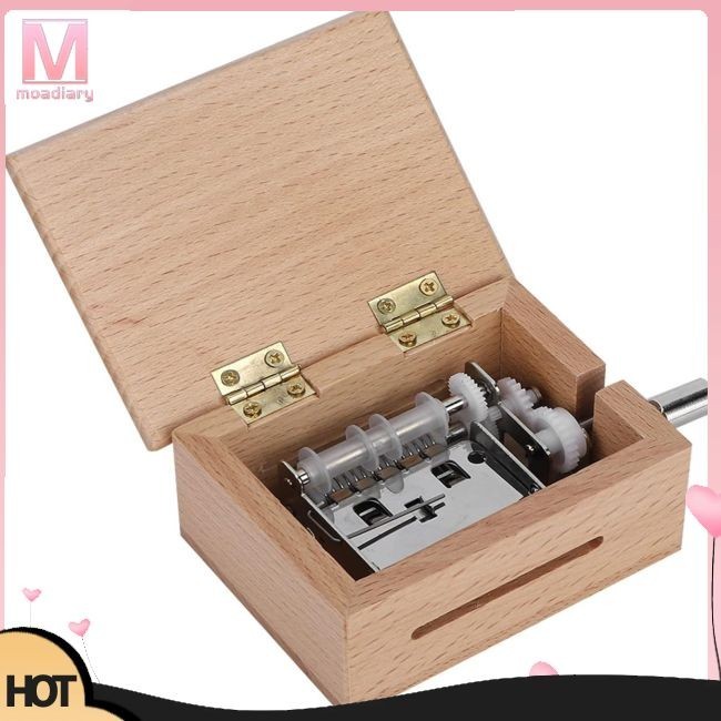 Moadiary 木質 15 音符 DIY 手搖音樂盒運動用 7 件空白紙膠帶製作您自己的音樂盒