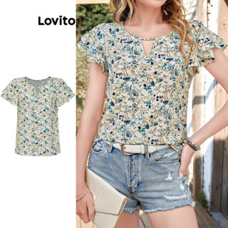 Lovito 波西米亞格女用花卉圖案襯衫 L74ED075