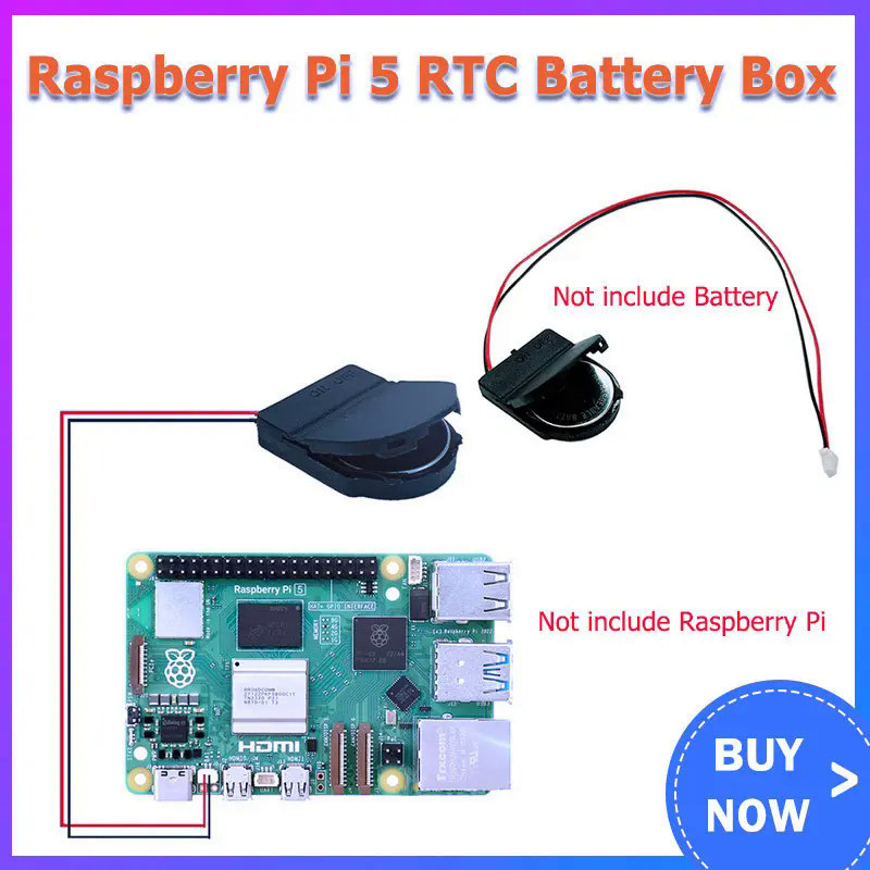 用於Pi5的Raspberry Pi 5 RTC電池盒 (不包括電池)