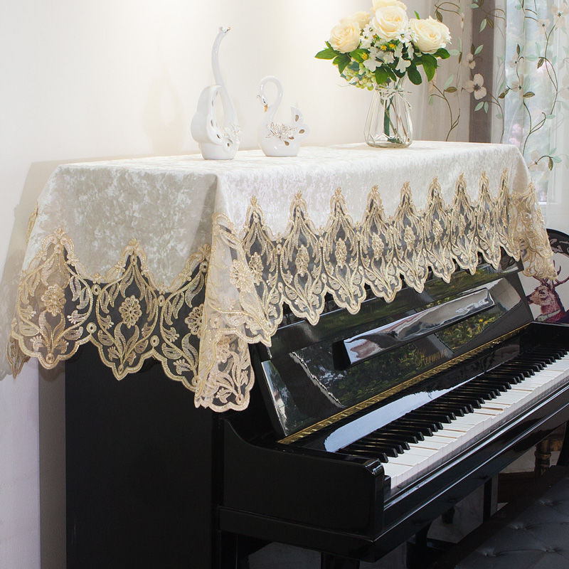 1.18 爆款 蕾絲鋼琴罩半罩歐式鋼琴巾蓋巾刺繡布藝電鋼琴套防塵桌布全罩蓋布
