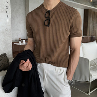 【HOT 本舖】男裝 夏季男士t恤短袖針織衫彈力韓版寬鬆美式韓國東大門男裝型男上衣
