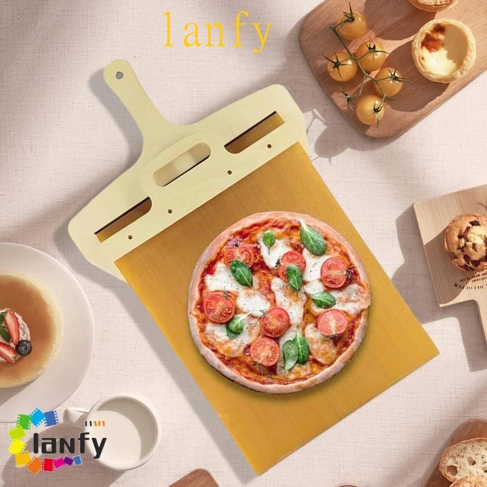 LANFY滑動比薩餅皮,帶手柄不粘滑動比薩餅轉移鏟,烘焙工具木製的矩形披薩抹刀麵包