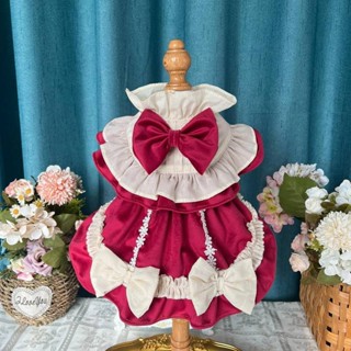 【特惠免運】寵物衣服狗狗衣服貓咪衣服手工泰迪比熊博美貓咪狗狗衣服寵物服裝洛麗塔公主裙酒紅新款