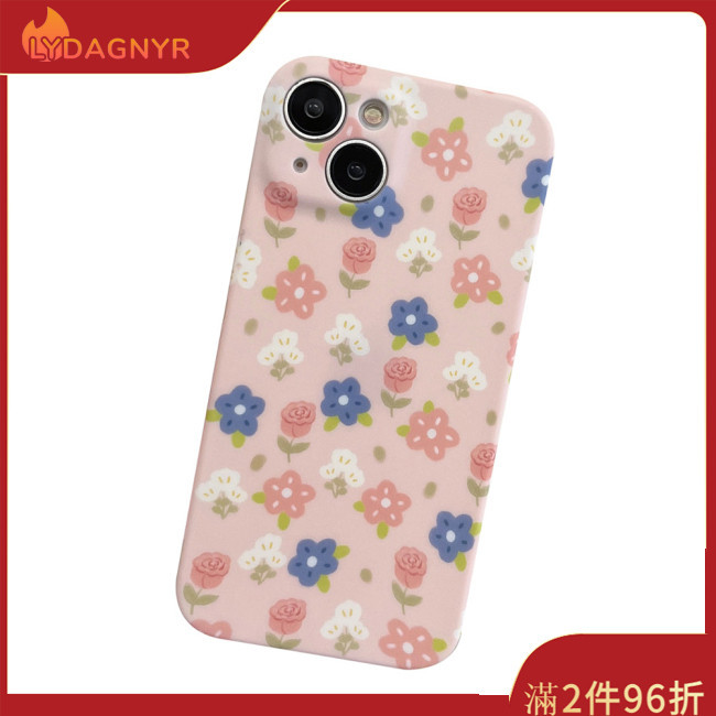 Dagnyr 手機殼小花粉色背景智能手機殼磨砂軟殼兼容 iPhone 15 14 13 Pro