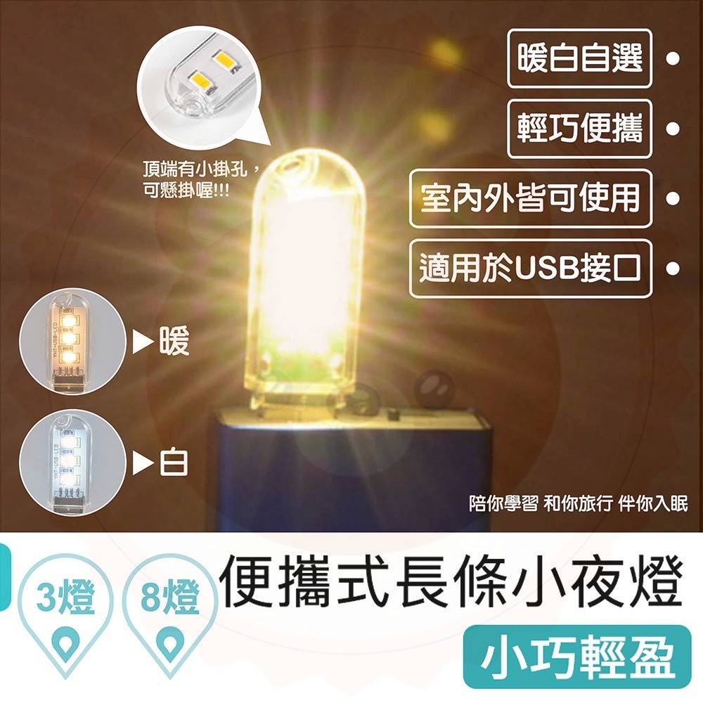 【快樂熊】LED小夜燈 USB 暖光 白光 露營 宿舍 夜間 便攜 隨身  手電筒 露營燈 照明燈 簡便小夜燈