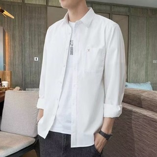韓版襯衫 長袖襯衫 2024新款 青年款 時尚休閒男裝襯衫 薄款外套 M-4XL 長袖襯衫