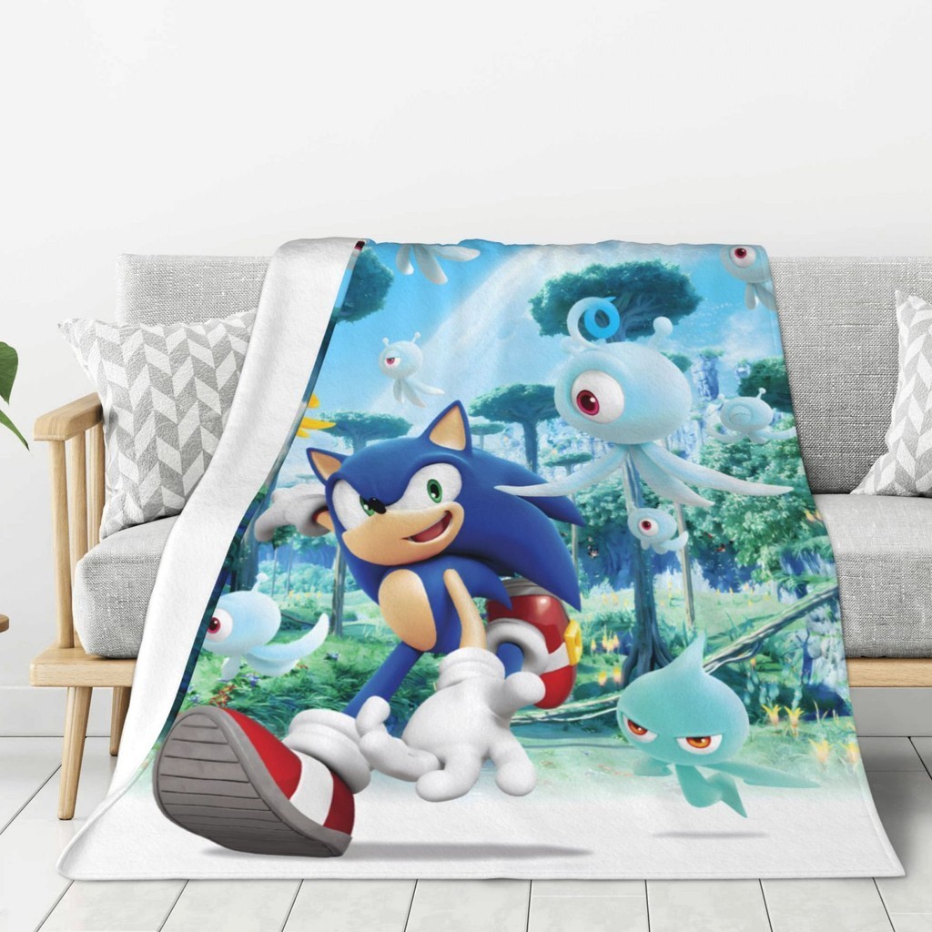 刺猬索尼克音速小子飛天鼠Sonic 超柔軟法蘭絨毯子,毛毯,可水洗,適合沙發床辦公室