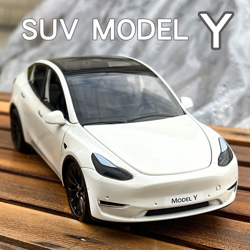 【免運 汽車模型】玩具車 汽車擺件 特斯拉modelY車模合金男孩仿真3X玩具1:24兒童